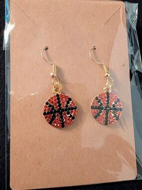 Orange Crystal Basketball Drop Earrings - Women Jewelry
